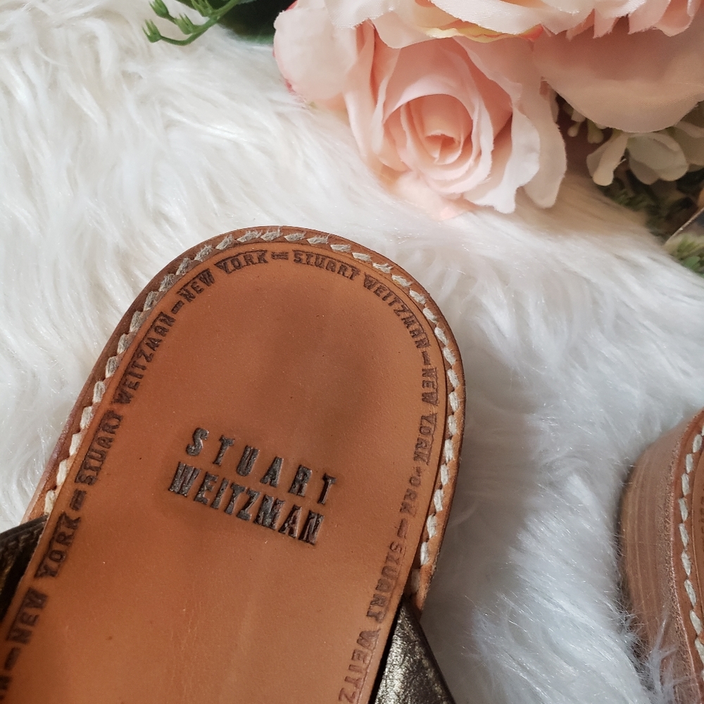 Stuart Weitzman Rhinestone Leather Sandals - Picture 5 of 7